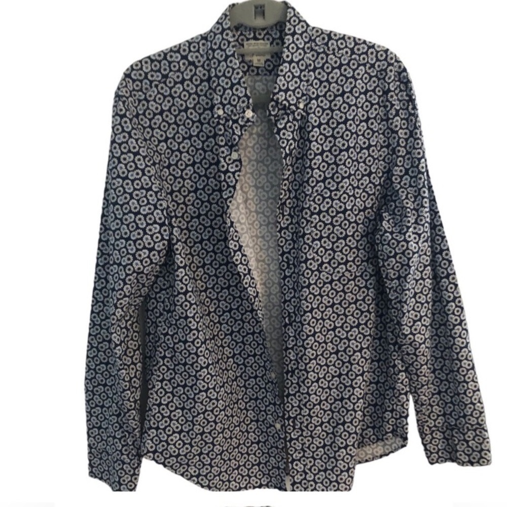 J. Crew Organic Cotton Floral Button Down Long sleeve size medium collar…